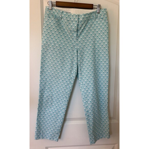 Talbots Womens Pants Sze 4 Aquamarine Perfect Crop Twill Stretchy Preppy Coastal - Picture 2 of 13